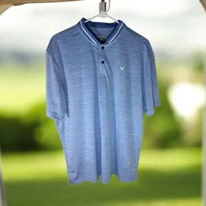 Callaway Light Blue Striped Polo Shirt